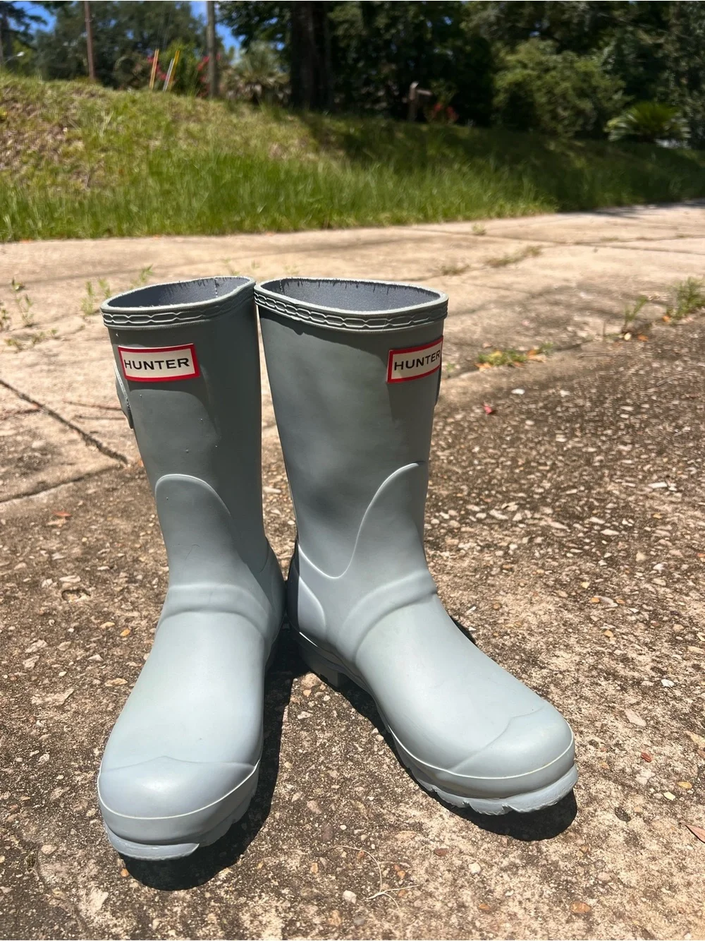 Hunter Wellington Women’s Waterproof Mid-Calf Rain Boots in Light Blue